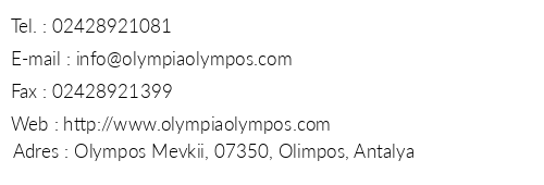 Olympia Hotel telefon numaralar, faks, e-mail, posta adresi ve iletiim bilgileri